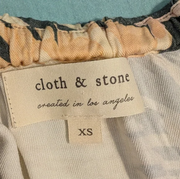 Cloth & Stone Strapless Floral Dress - Blue and Cream - Picture 2 of 2